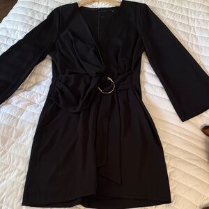 Alex Marie Elegant Black Dress with Gold Accent